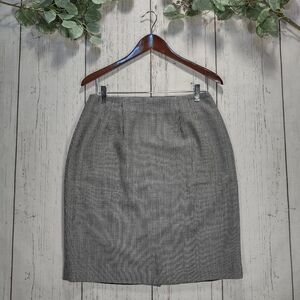 Valerie Stevens Wool Houndstooth Tweed Pencil Shift Skirt